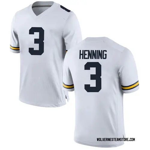 Men's A.J. Henning Michigan Wolverines Game White Brand Jordan Football College Jersey