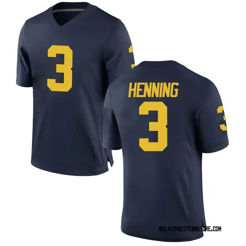 Men's A.J. Henning Michigan Wolverines Replica Navy Brand Jordan Football College Jersey