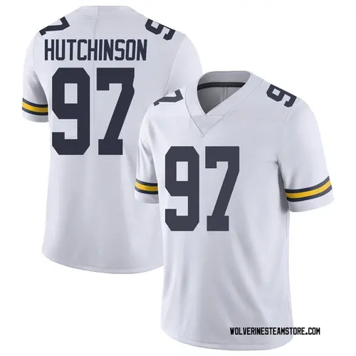 Men's Aidan Hutchinson Michigan Wolverines Limited White Brand Jordan Football College Jersey