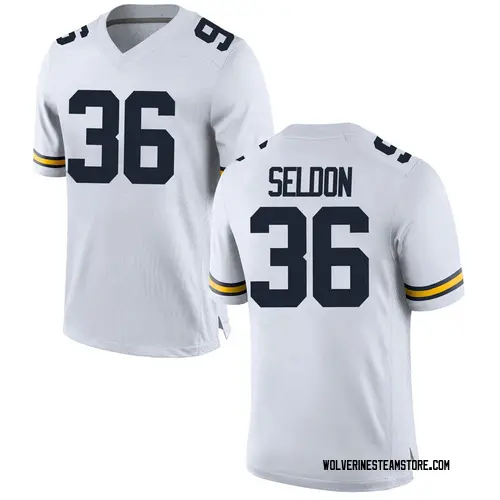 Men's Andre Seldon Michigan Wolverines Replica White Brand Jordan Football College Jersey