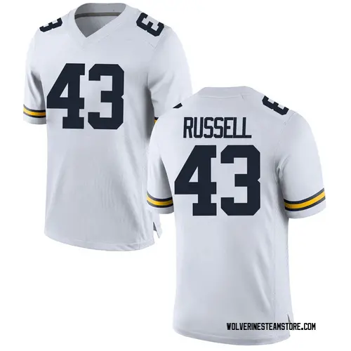 Men's Andrew Russell Michigan Wolverines Game White Brand Jordan Football College Jersey