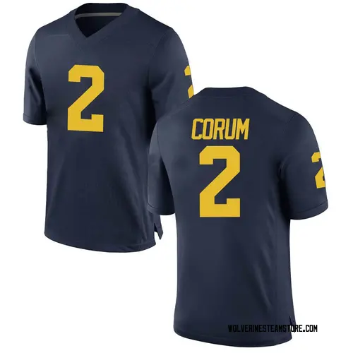 Men's Blake Corum Michigan Wolverines Game Navy Brand Jordan Football College Jersey