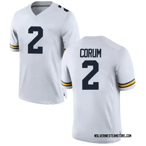 Men's Blake Corum Michigan Wolverines Replica White Brand Jordan Football College Jersey
