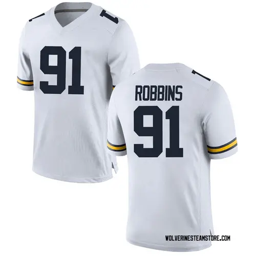 Men's Brad Robbins Michigan Wolverines Game White Brand Jordan Football College Jersey