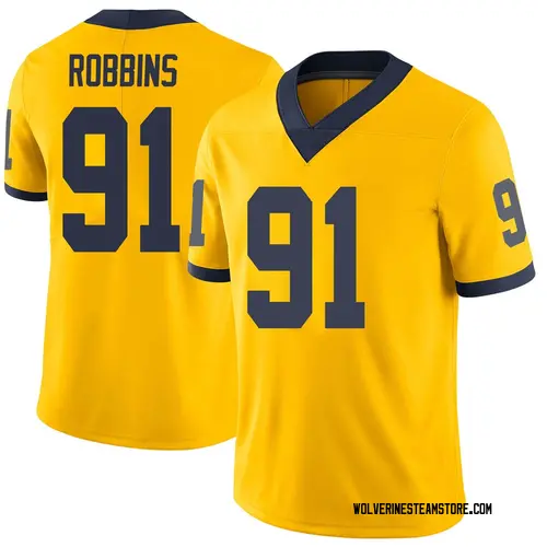 Men's Brad Robbins Michigan Wolverines Limited Brand Jordan Maize Football College Jersey