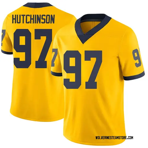 Men's Brand Jordan Aidan Hutchinson Michigan Wolverines Limited Maize Football College Jersey