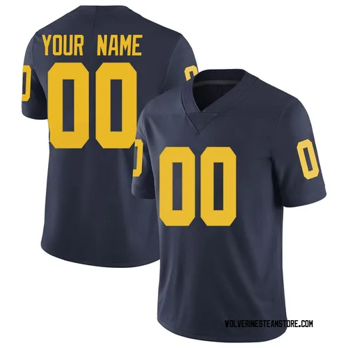 Men's Custom Michigan Wolverines Limited Navy Football College Jersey