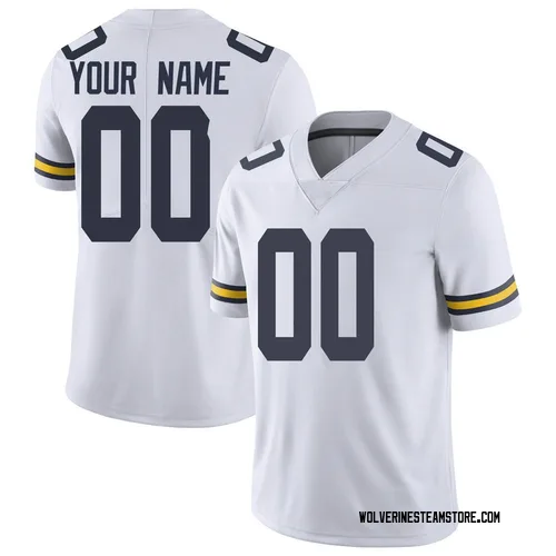 Men's Custom Michigan Wolverines Limited White Football College Jersey