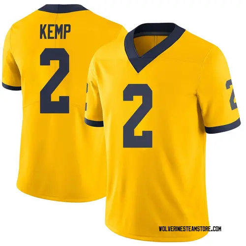 Men's Carlo Kemp Michigan Wolverines Limited Brand Jordan Maize Football College Jersey