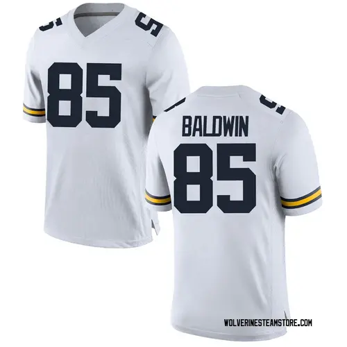 Men's Daylen Baldwin Michigan Wolverines Replica White Brand Jordan Football College Jersey