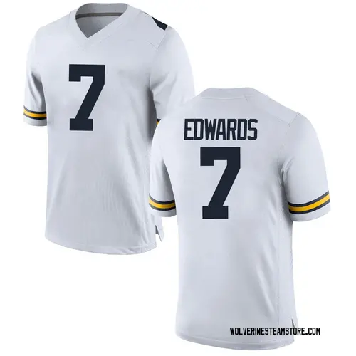 Men's Donovan Edwards Michigan Wolverines Game White Brand Jordan Football College Jersey