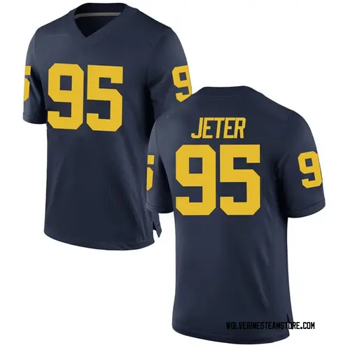 Men's Donovan Jeter Michigan Wolverines Game Navy Brand Jordan Football College Jersey