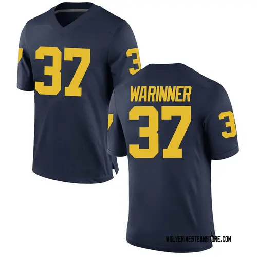 Men's Edward Warinner Michigan Wolverines Game Navy Brand Jordan Football College Jersey