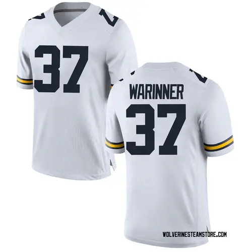 Men's Edward Warinner Michigan Wolverines Replica White Brand Jordan Football College Jersey