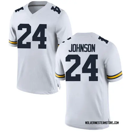 Men's George Johnson Michigan Wolverines Game White Brand Jordan Football College Jersey