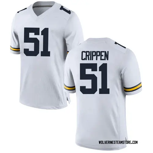 Men's Greg Crippen Michigan Wolverines Game White Brand Jordan Football College Jersey