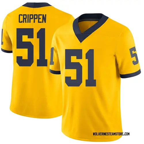 Men's Greg Crippen Michigan Wolverines Limited Brand Jordan Maize Football College Jersey