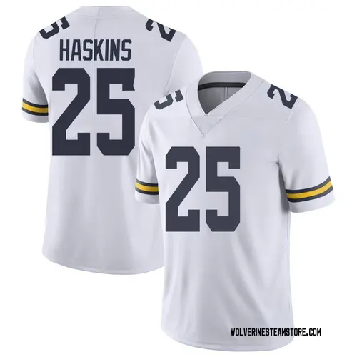 Men's Hassan Haskins Michigan Wolverines Limited White Brand Jordan Football College Jersey