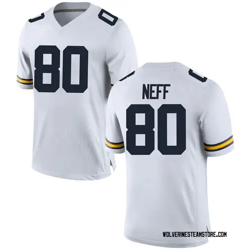 Men's Hunter Neff Michigan Wolverines Replica White Brand Jordan Football College Jersey