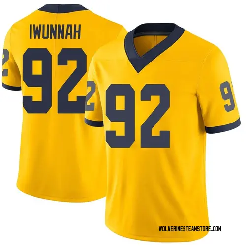 Men's Ike Iwunnah Michigan Wolverines Limited Brand Jordan Maize Football College Jersey
