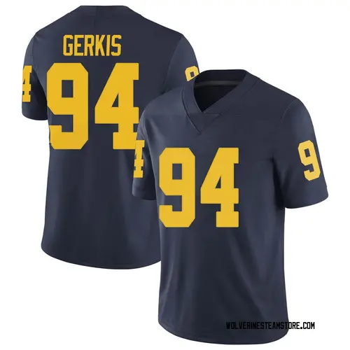Men's Izaak Gerkis Michigan Wolverines Limited Navy Brand Jordan Football College Jersey