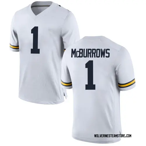 Men's Ja'Den Mcburrows Michigan Wolverines Game White Brand Jordan Football College Jersey