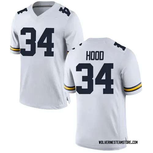 Men's Jaydon Hood Michigan Wolverines Game White Brand Jordan Football College Jersey