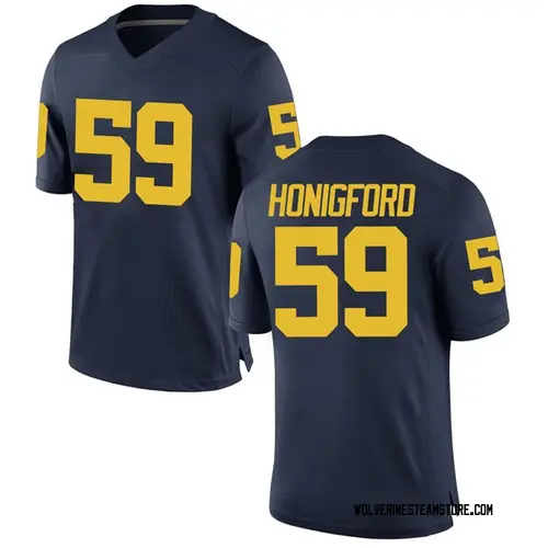 Men's Joel Honigford Michigan Wolverines Game Navy Brand Jordan Football College Jersey