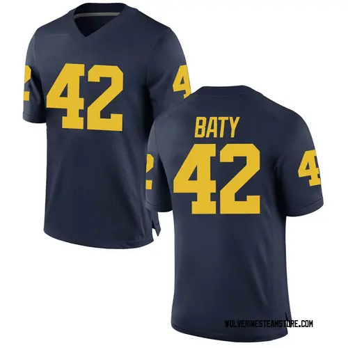 Men's John Baty Michigan Wolverines Replica Navy Brand Jordan Football College Jersey