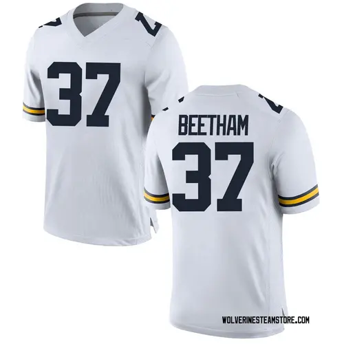 Men's Josh Beetham Michigan Wolverines Replica White Brand Jordan Football College Jersey