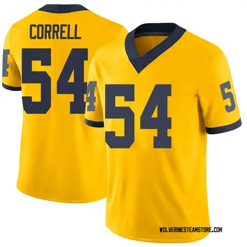 Men's Kraig Correll Michigan Wolverines Limited Brand Jordan Maize Football College Jersey