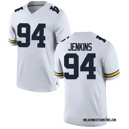 Men's Kris Jenkins Michigan Wolverines Replica White Brand Jordan Football College Jersey