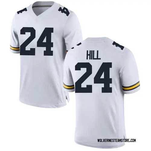Men's Lavert Hill Michigan Wolverines Replica White Brand Jordan Football College Jersey