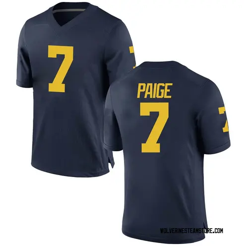 Men's Makari Paige Michigan Wolverines Game Navy Brand Jordan Football College Jersey