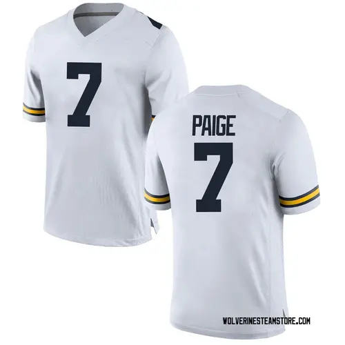 Men's Makari Paige Michigan Wolverines Replica White Brand Jordan Football College Jersey