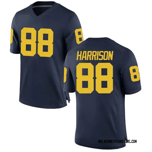 Men's Mathew Harrison Michigan Wolverines Game Navy Brand Jordan Football College Jersey