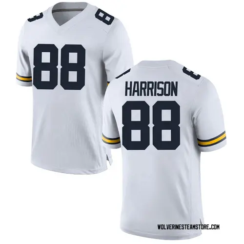 Men's Mathew Harrison Michigan Wolverines Replica White Brand Jordan Football College Jersey