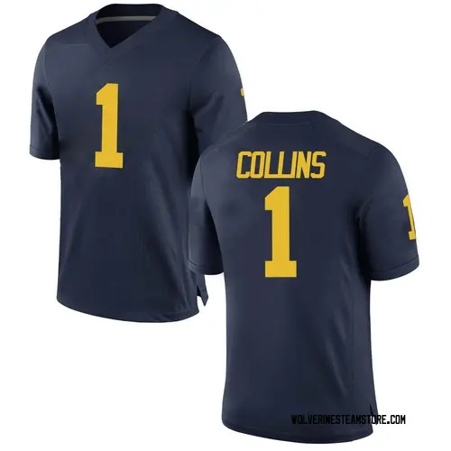 Men's Nico Collins Michigan Wolverines Game Navy Brand Jordan Football College Jersey