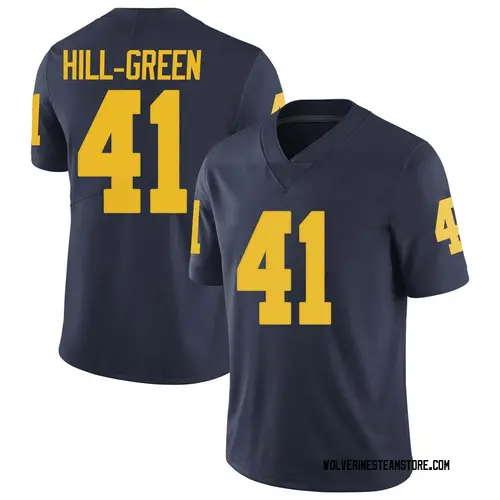 Men's Nikhai Hill-Green Michigan Wolverines Limited Green Brand Jordan Navy Football College Jersey