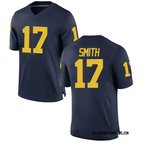 Men's Peyton Smith Michigan Wolverines Game Navy Brand Jordan Football College Jersey