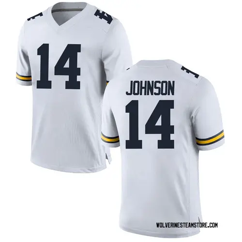 Men's Quinten Johnson Michigan Wolverines Replica White Brand Jordan Football College Jersey