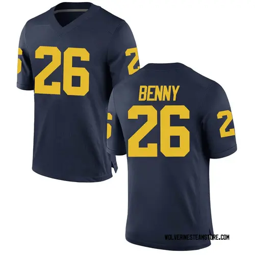 Men's Rayshaun Benny Michigan Wolverines Game Navy Brand Jordan Football College Jersey
