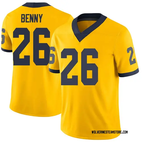 Men's Rayshaun Benny Michigan Wolverines Limited Brand Jordan Maize Football College Jersey