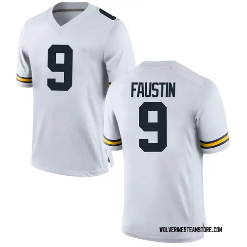 Men's Sammy Faustin Michigan Wolverines Game White Brand Jordan Football College Jersey