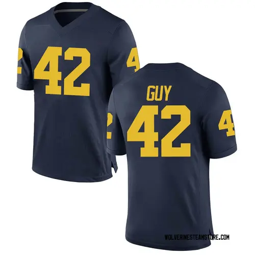 Men's TJ Guy Michigan Wolverines Game Navy Brand Jordan Football College Jersey