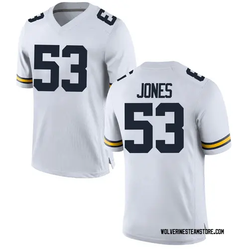 Men's Trente Jones Michigan Wolverines Replica White Brand Jordan Football College Jersey