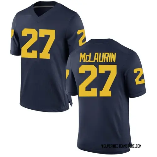 Men's Tyler Mclaurin Michigan Wolverines Game Navy Brand Jordan Tyler McLaurin Football College Jersey