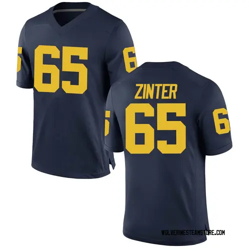 Men's Zak Zinter Michigan Wolverines Game Navy Brand Jordan Football College Jersey