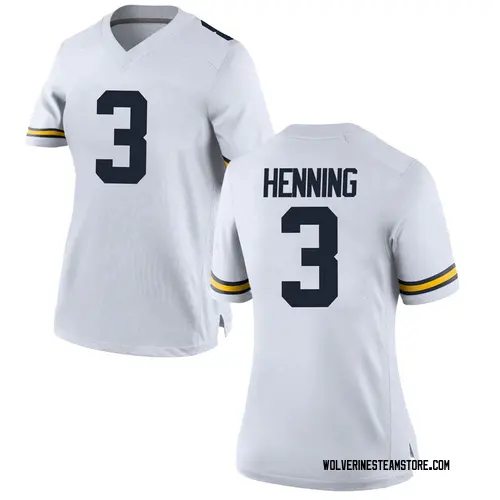 Women's A.J. Henning Michigan Wolverines Replica White Brand Jordan Football College Jersey