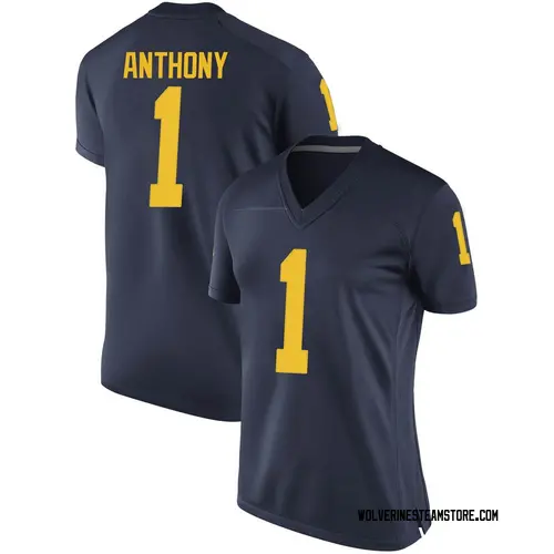 Women's Andrel Anthony Michigan Wolverines Game Navy Brand Jordan Football College Jersey